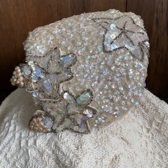 Vintage 1940’s- 50's Sequined Hat-Fascinator May Co-Weddingcore - Picture 4 of 10